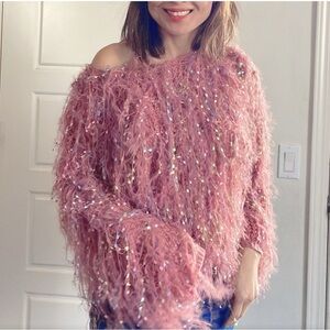 078 Fuzzy Confetti Oversized Sweater Top